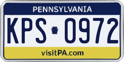 PA license plate KPS0972