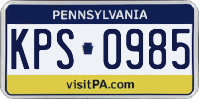 PA license plate KPS0985