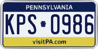 PA license plate KPS0986