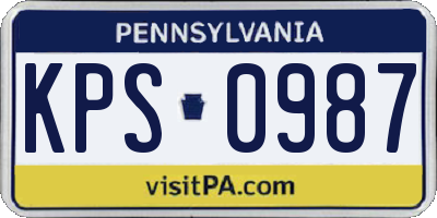 PA license plate KPS0987