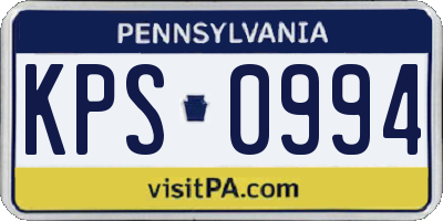 PA license plate KPS0994