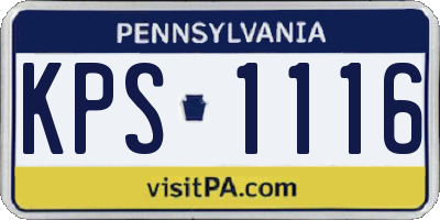 PA license plate KPS1116