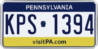PA license plate KPS1394