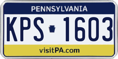 PA license plate KPS1603