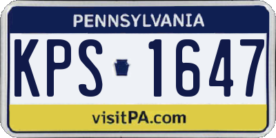 PA license plate KPS1647