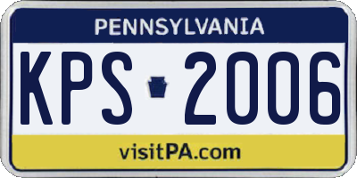 PA license plate KPS2006