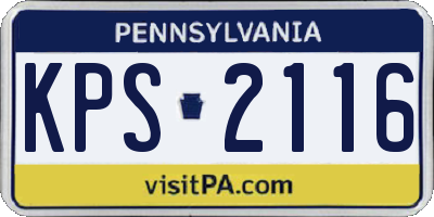 PA license plate KPS2116