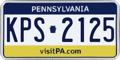 PA license plate KPS2125