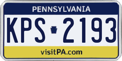 PA license plate KPS2193