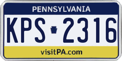 PA license plate KPS2316