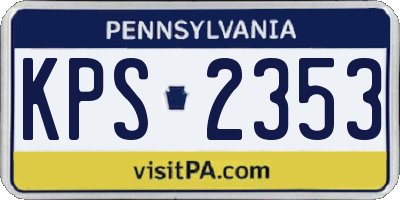 PA license plate KPS2353