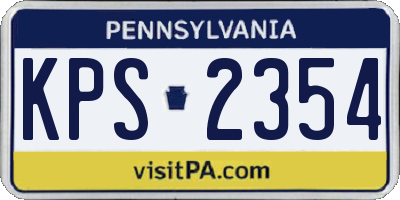 PA license plate KPS2354