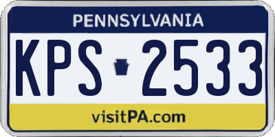 PA license plate KPS2533