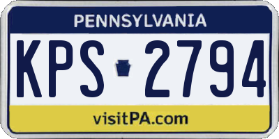 PA license plate KPS2794