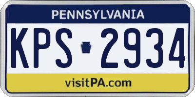 PA license plate KPS2934