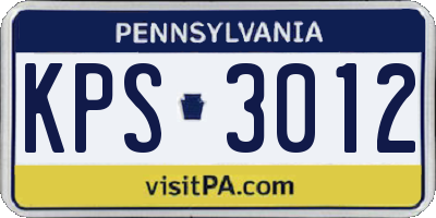 PA license plate KPS3012