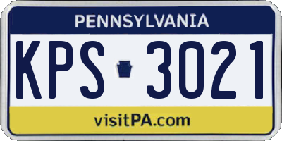 PA license plate KPS3021
