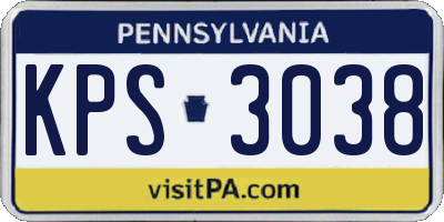 PA license plate KPS3038