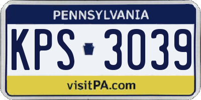 PA license plate KPS3039