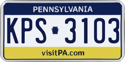 PA license plate KPS3103