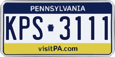 PA license plate KPS3111