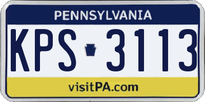 PA license plate KPS3113