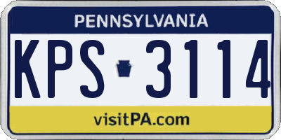 PA license plate KPS3114