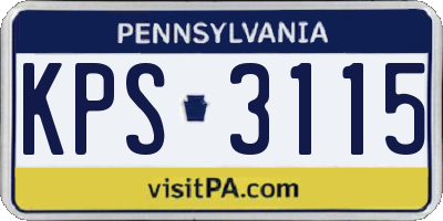 PA license plate KPS3115