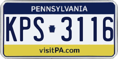 PA license plate KPS3116