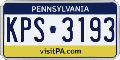 PA license plate KPS3193