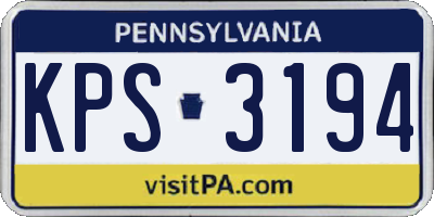 PA license plate KPS3194