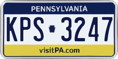 PA license plate KPS3247