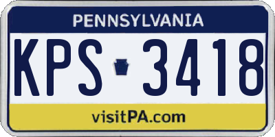PA license plate KPS3418