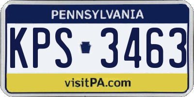 PA license plate KPS3463