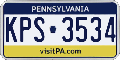 PA license plate KPS3534