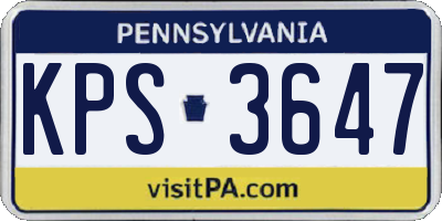 PA license plate KPS3647