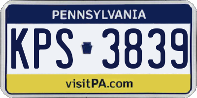 PA license plate KPS3839