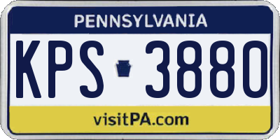 PA license plate KPS3880