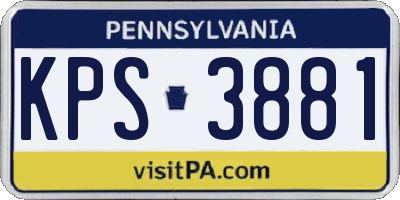 PA license plate KPS3881