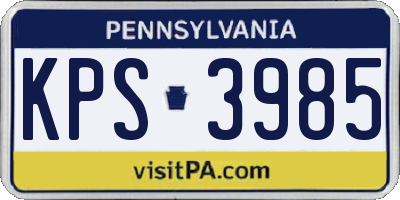 PA license plate KPS3985
