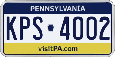 PA license plate KPS4002