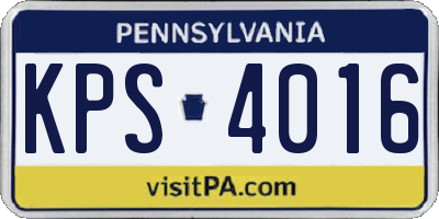 PA license plate KPS4016