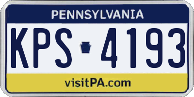 PA license plate KPS4193