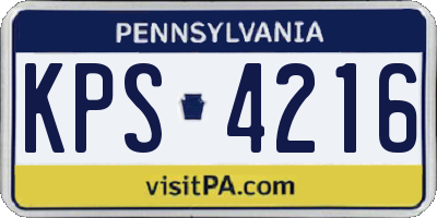 PA license plate KPS4216