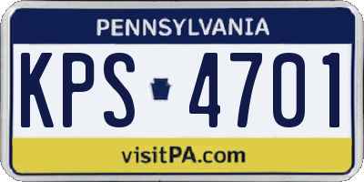 PA license plate KPS4701