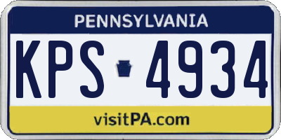 PA license plate KPS4934