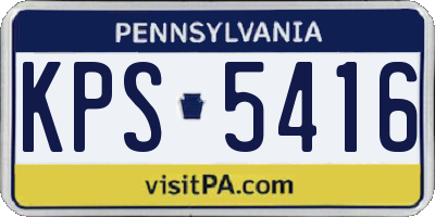 PA license plate KPS5416