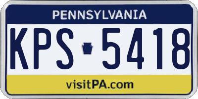 PA license plate KPS5418