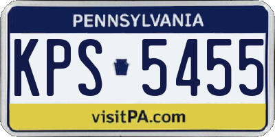 PA license plate KPS5455