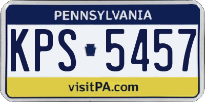 PA license plate KPS5457
